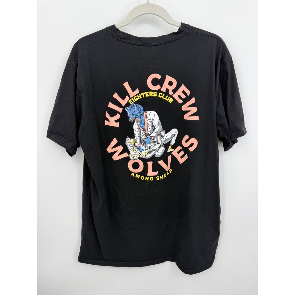 Kill Crew Wolves Among Sheep Fighters Club T-Shirt Mens XL Black Graphic MMA BJJ